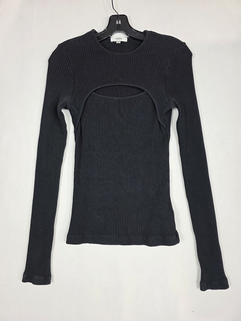 Agolde Ribbed Cutout front  Long Sleeve Top in Black
